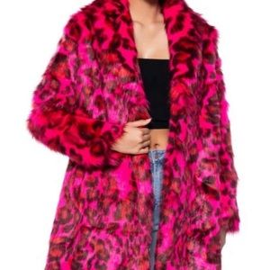 AZALEA WANG CHEETAH DYNASTY PINK MULTI FAUX FUR JACKET